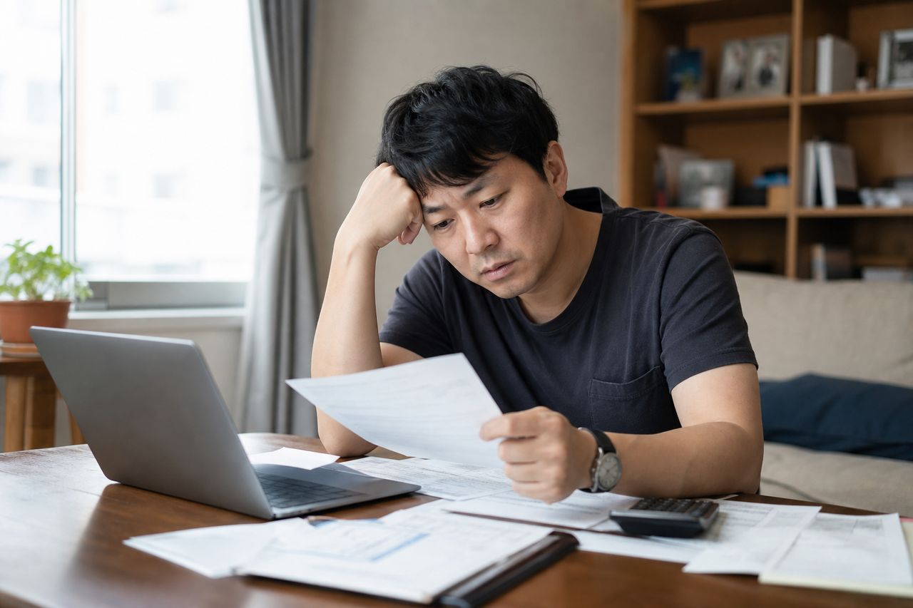 2026.3.1 채무자회생법 개정 시행 후 60대 부인권 사건 — 파산 선고 전 3개월 안에 자녀에게 증여한 아파트, 파산관재인이 '부인권 행사'로 취소 청구해 올 때까지 남은 시간은? 관련 상황을 보여주는 이미지 — 서류를 검토하는 모습