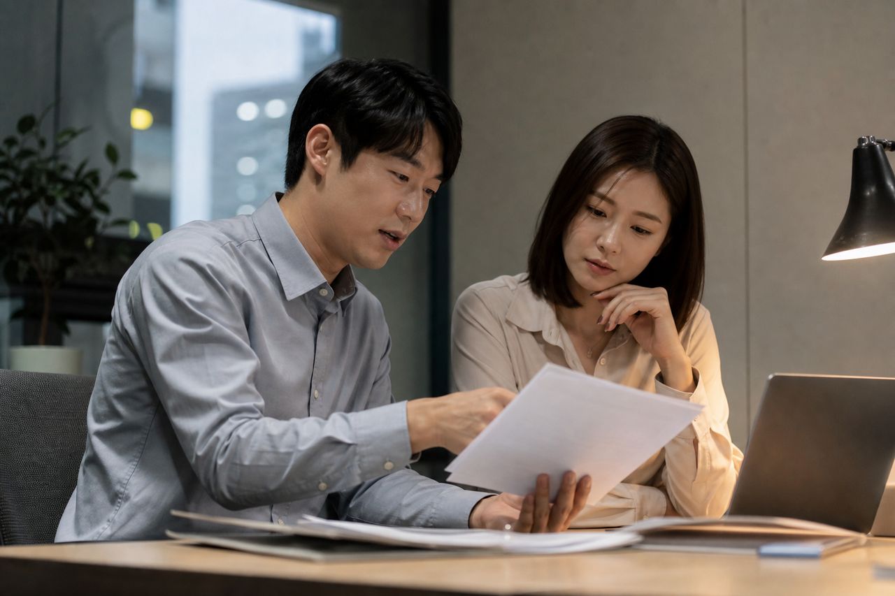 코인 손실 6,000만 원 + 학자금 2,400만 원 — 청년개인회생 신청하면 '최근 1년 대출'을 법원이 어떻게 들여다보는지, 27세 K씨 보정명령 사례 관련 전문가 상담·서류 검토 장면