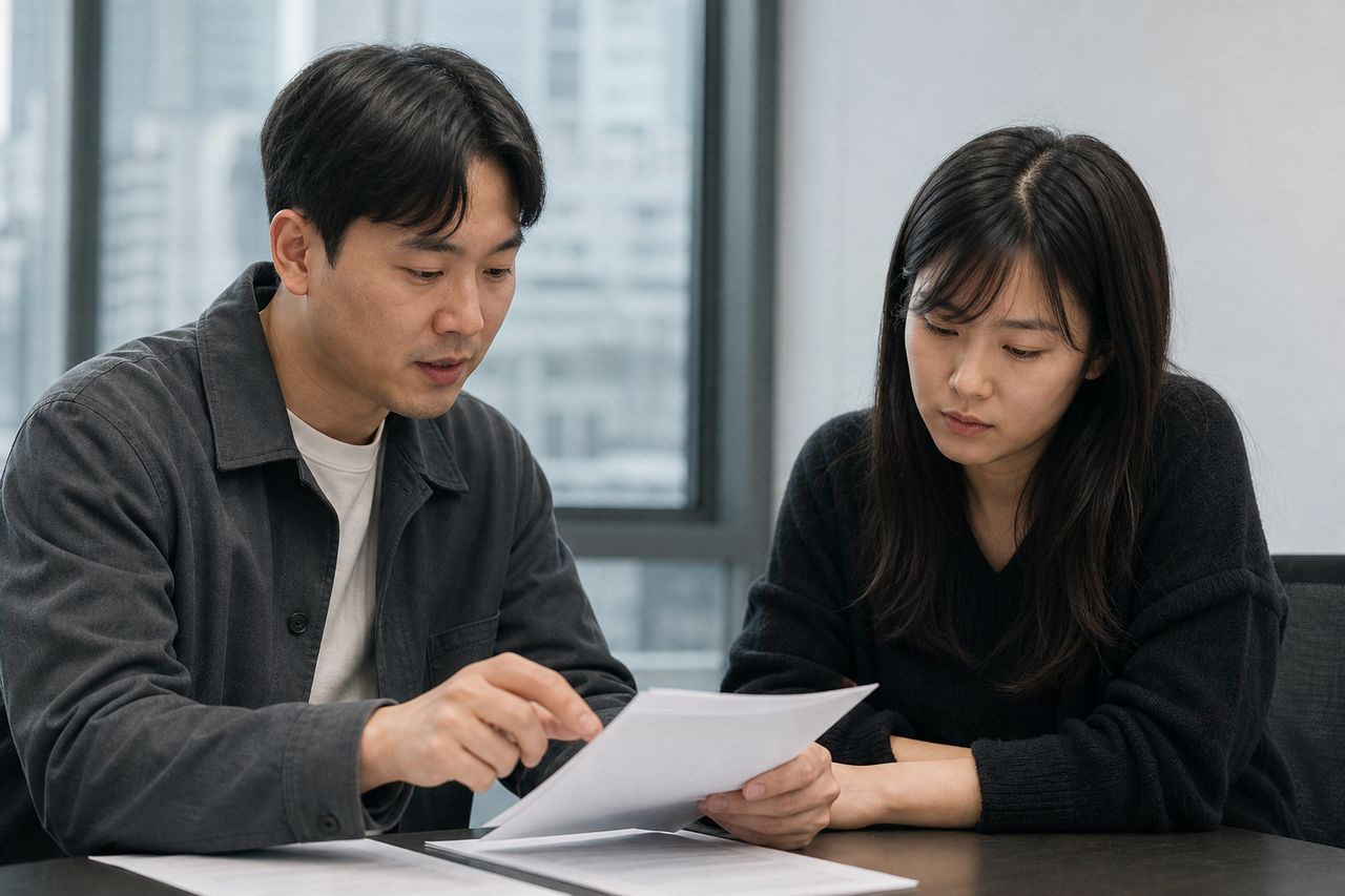 혼자 사는 40대, 상속받은 줄도 몰랐던 부모 채무 2억 — 개인회생업체 변호사 직접 상담 전 '상속포기 기간 초과' 상태에서 파산·회생 중 유리한 쪽 따지는 기준 관련 전문가 상담·서류 검토 장면