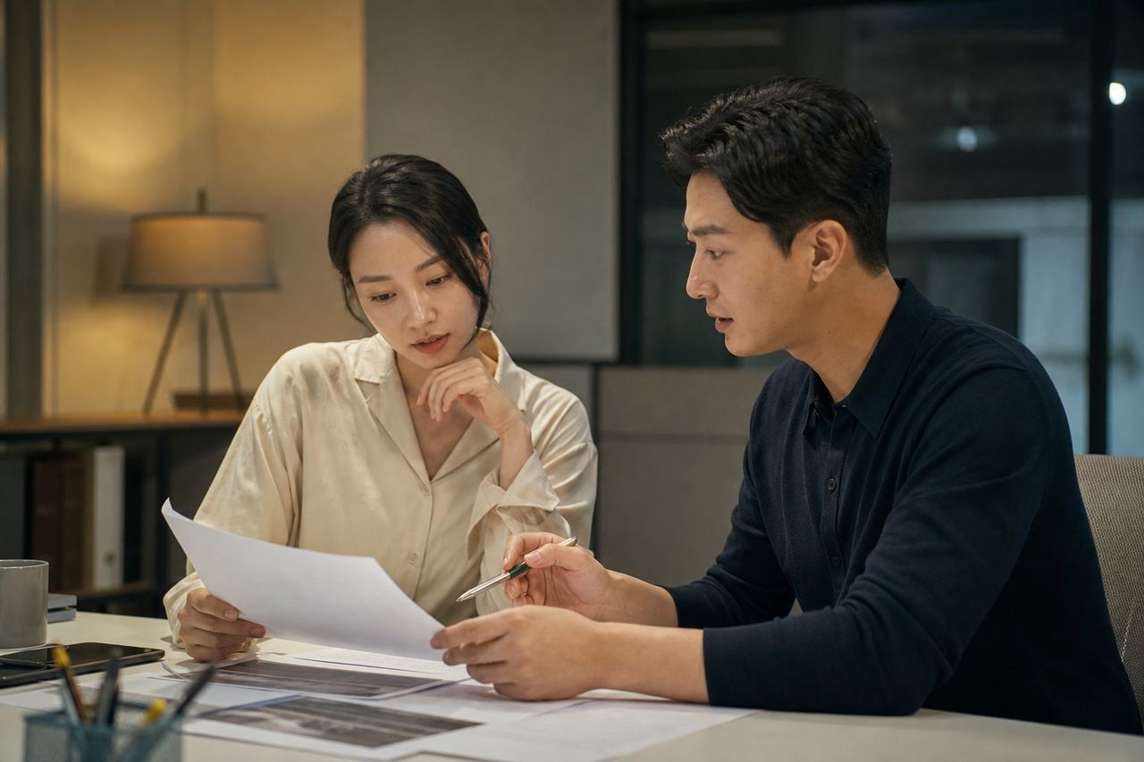 사업 실패 후 월 150만 원 알바 수입만 남은 42세 비혼 여성 S씨, '수입 없는 것과 다름없다'며 파산 권유받았지만 법원이 개인회생 인가한 사례 — 2026년 1인 가구 생계비 기준 153만 원과 변제금 '0원' 인가 요건 관련 전문가 상담·서류 검토 장면