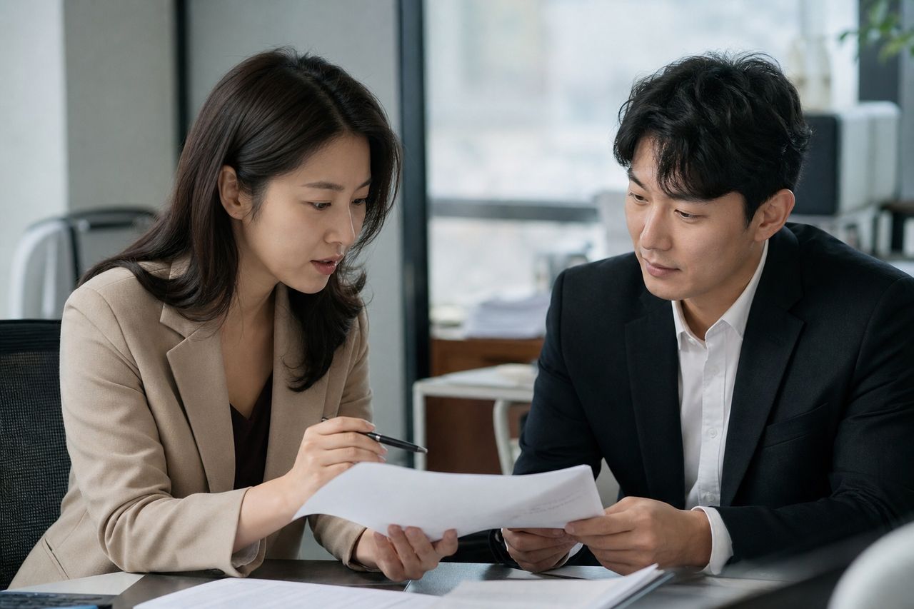 부산 개인회생 — 40대 학원 강사 3천만 미만 변제계획 인가 실제 사례 관련 전문가 상담·서류 검토 장면